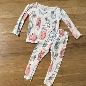 Carter's Owl Print Kids Pajama Set - Pink and Blue